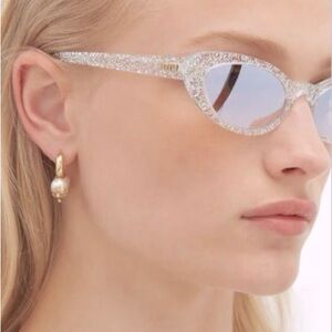 Miu Miu Silver Glitter Cat-Eye Designer Sunglasses